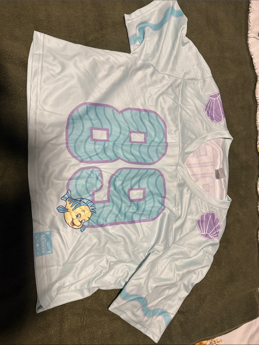 Ariel Graphic Jersey CropTop with Purple Shell Accents